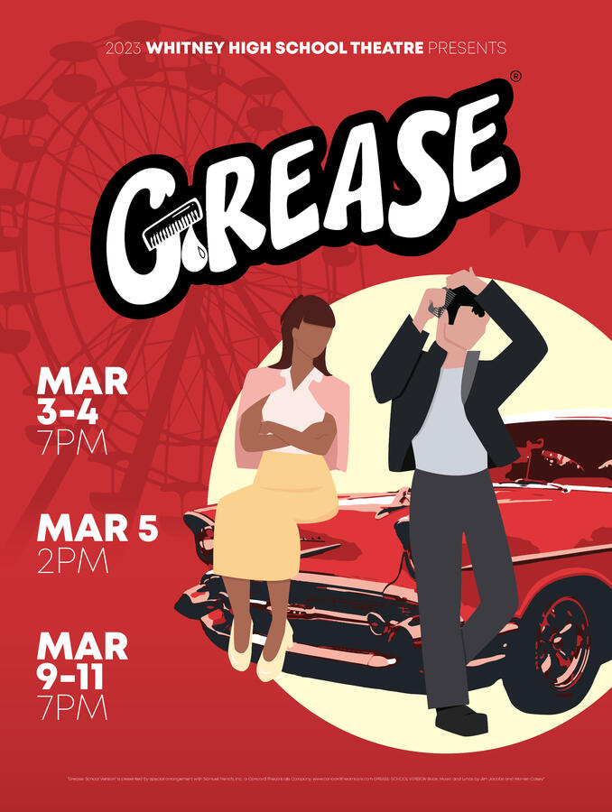 Grease Musical Poster - Made in Collaboration with Clarissa Su (Subject Design) and Marie Kim (Typography Design)